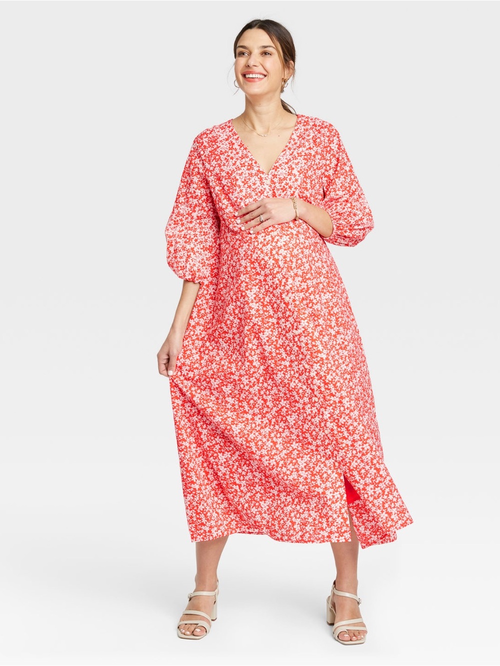 ✨The Nines by HATCH Maternity Floral Button Front Prairie Dress Size M